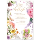 GREETING CARDS,Wife Birthday 6's Floral Text